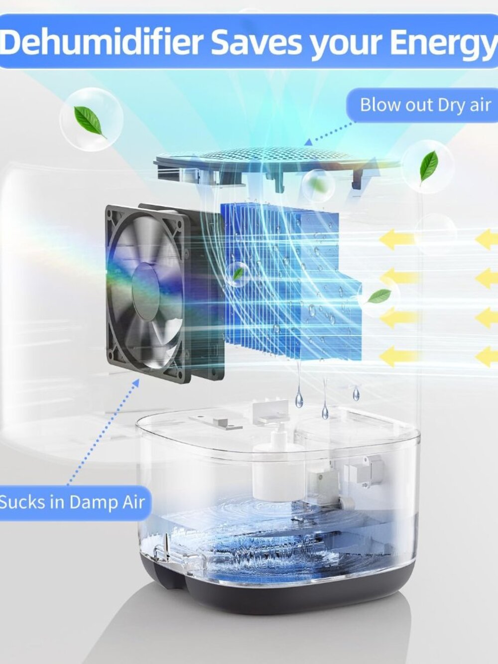 Dehumidifier, 35 OZ Small Dehumidifiers for Bedroom for Home, Quiet with Auto Sh - Picture 2 of 8